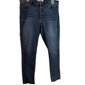 Size 14 Jordache High Rise Ankle Skinny Jean With Red Piping